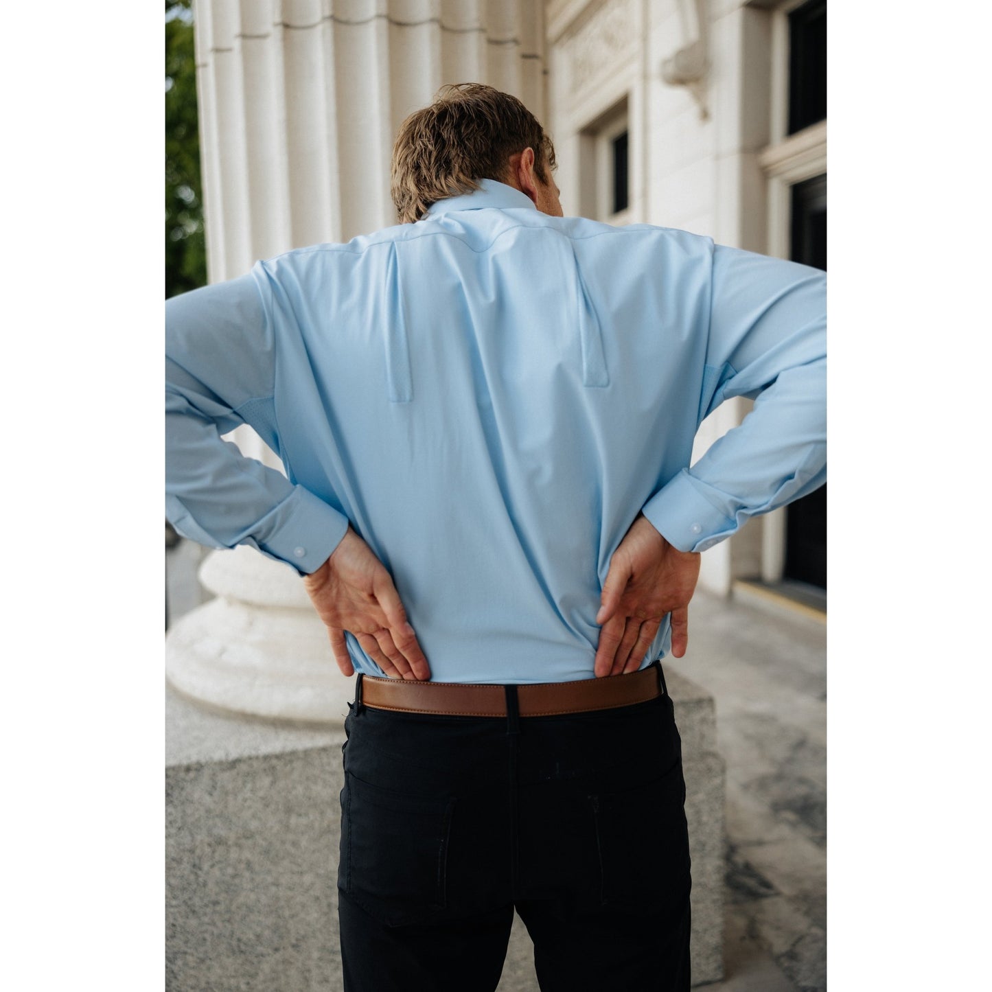 Breathable Blue Long Sleeve Dress Shirt - Serve Clothing