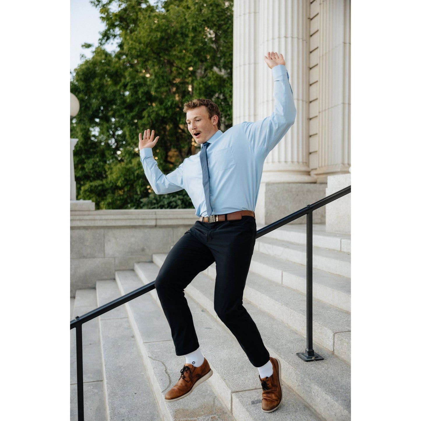 Breathable Blue Long Sleeve Dress Shirt - Serve Clothing