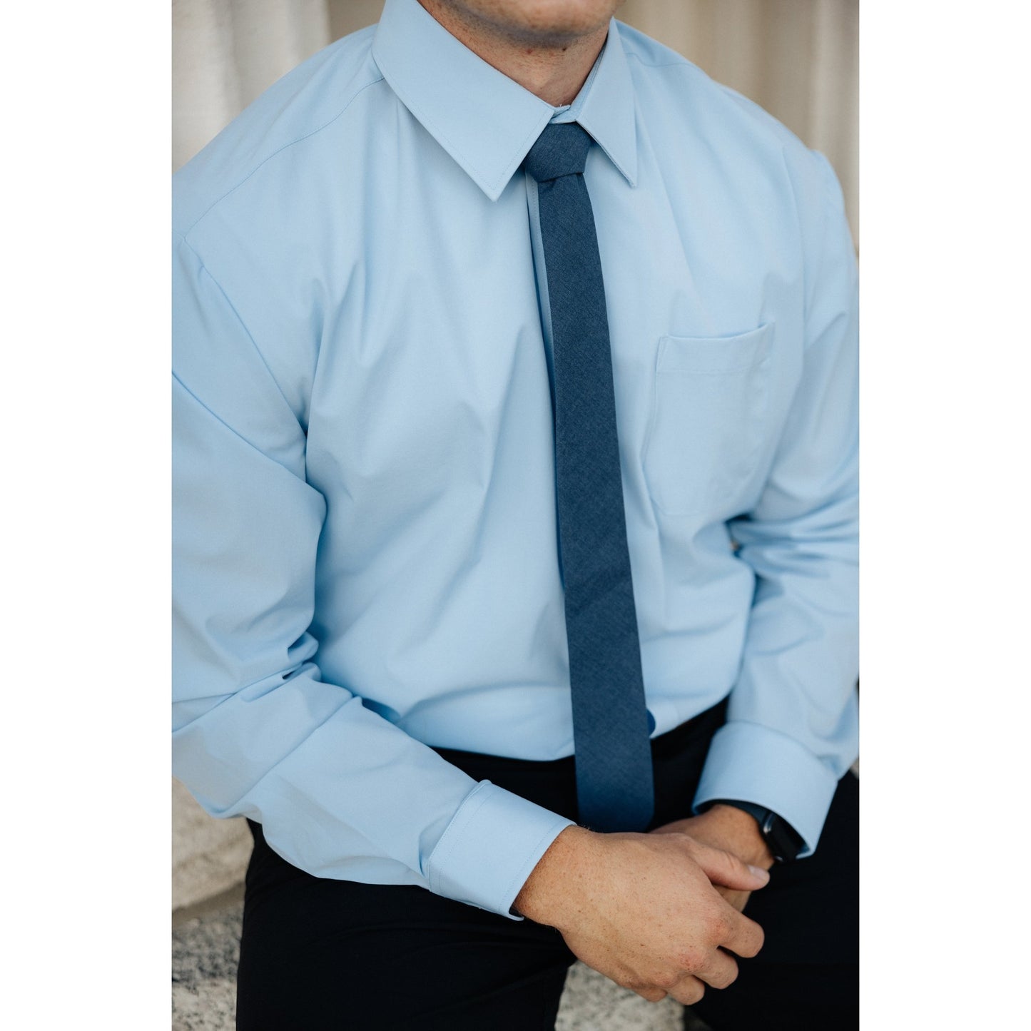 Breathable Blue Long Sleeve Dress Shirt - Serve Clothing