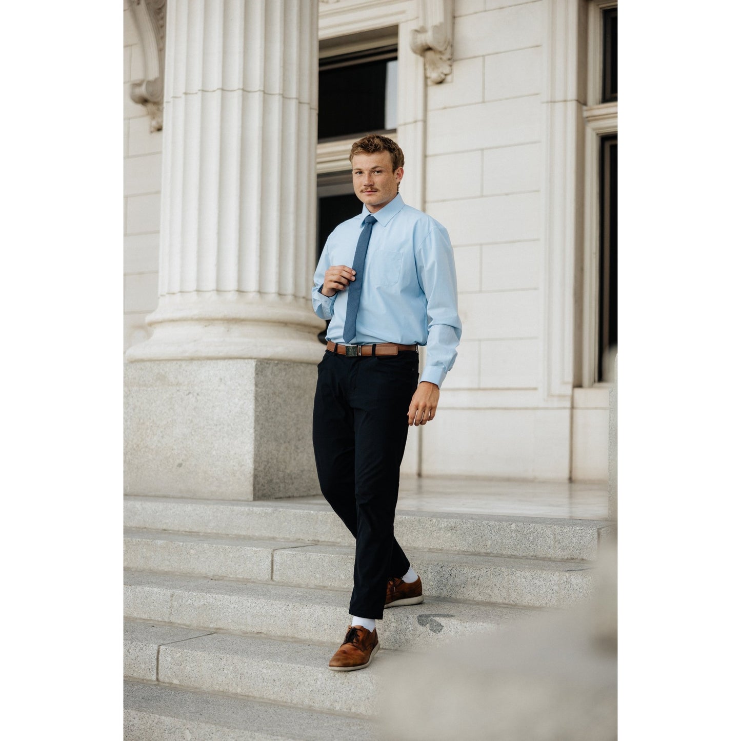 Breathable Blue Long Sleeve Dress Shirt - Serve Clothing