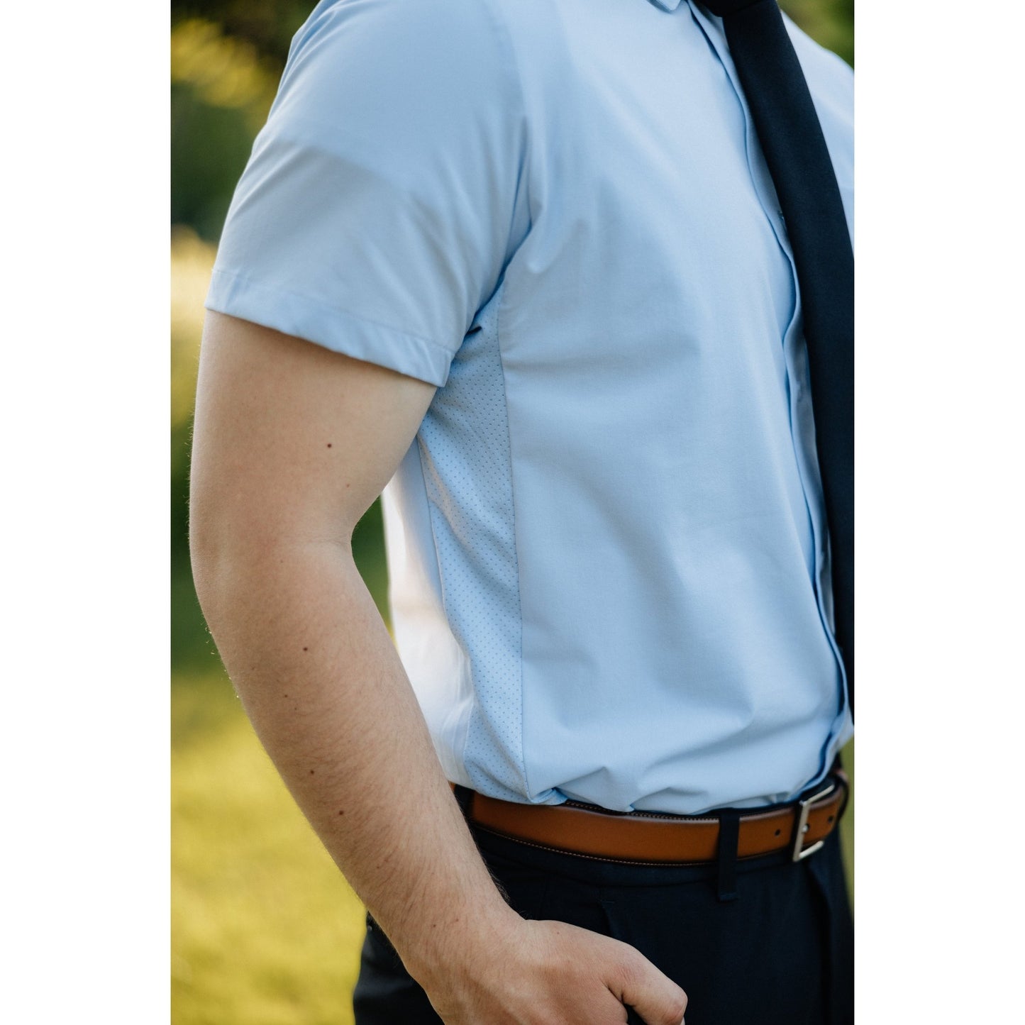 Breathable Blue Short Sleeve Dress Shirt - Serve Clothing