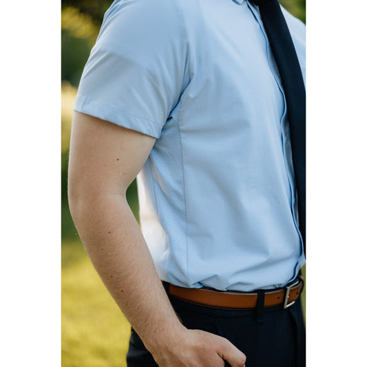 Breathable Blue Short Sleeve Dress Shirt