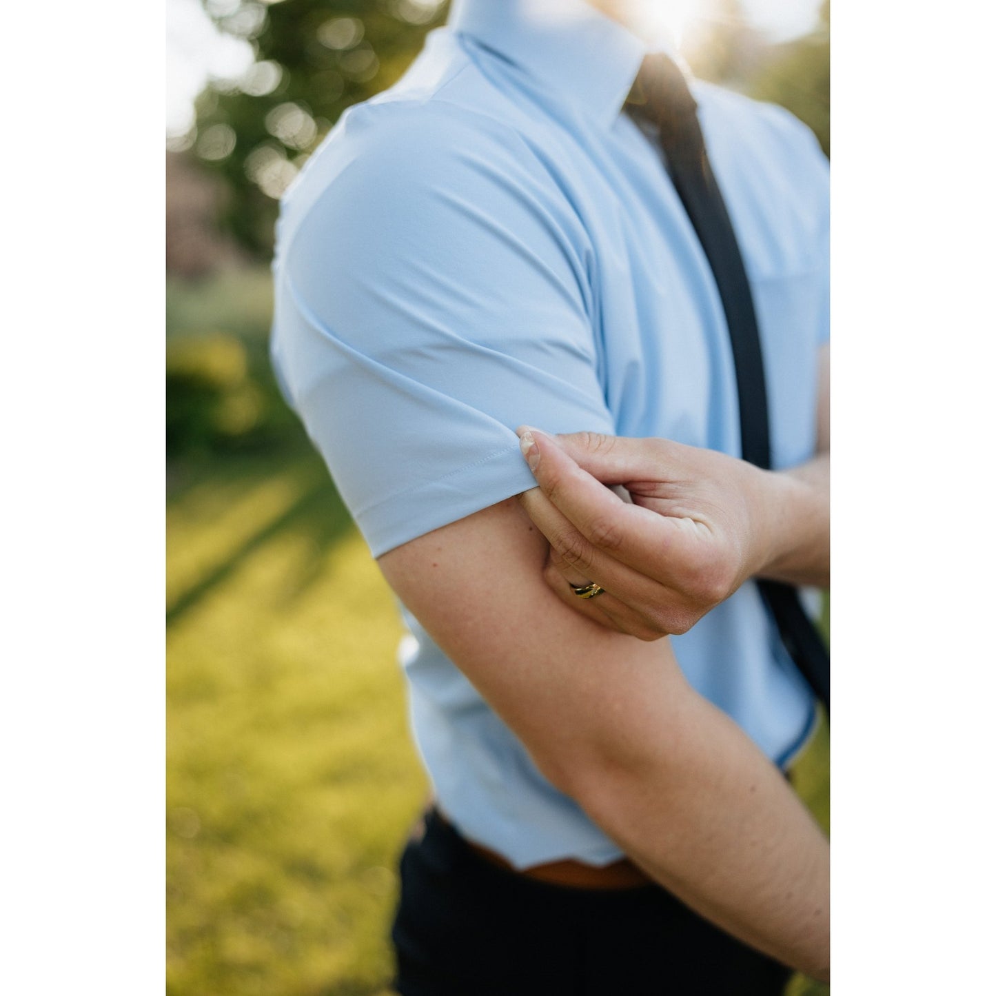 Breathable Blue Short Sleeve Dress Shirt - Serve Clothing
