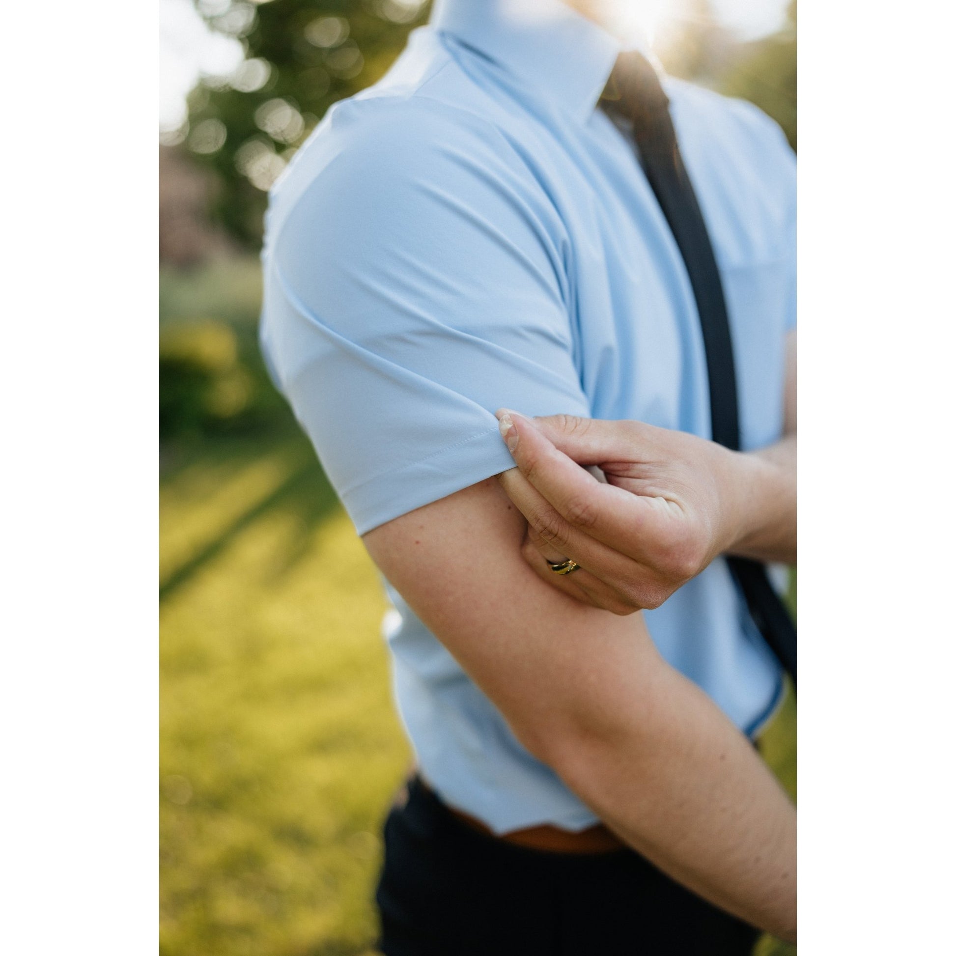 Breathable Blue Short Sleeve Dress Shirt - Serve Clothing