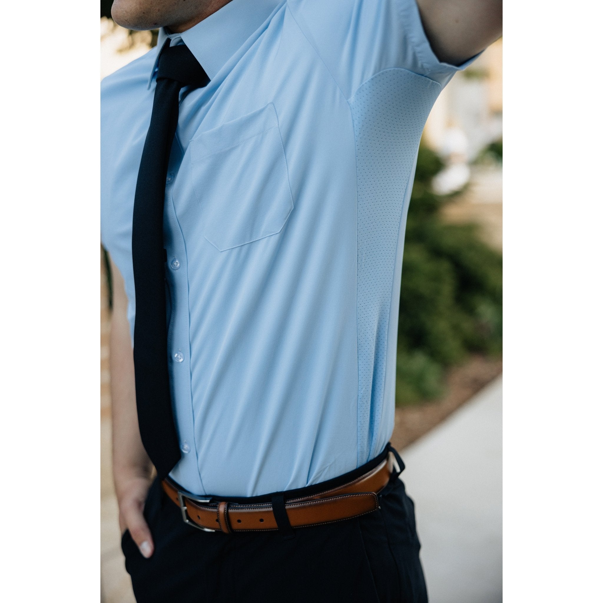 Breathable Blue Short Sleeve Dress Shirt - Serve Clothing