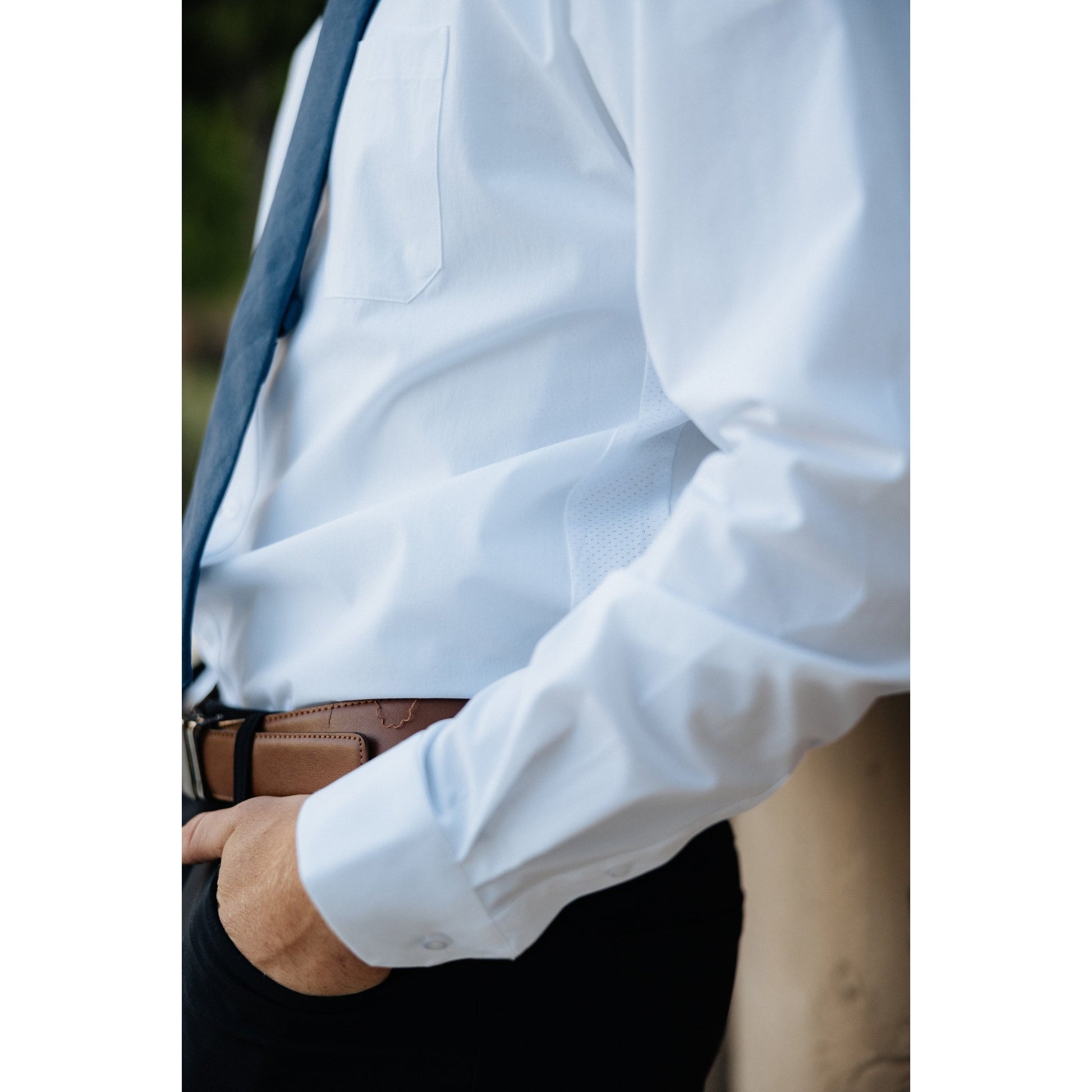 Breathable White Long Sleeve Dress Shirt - Serve Clothing