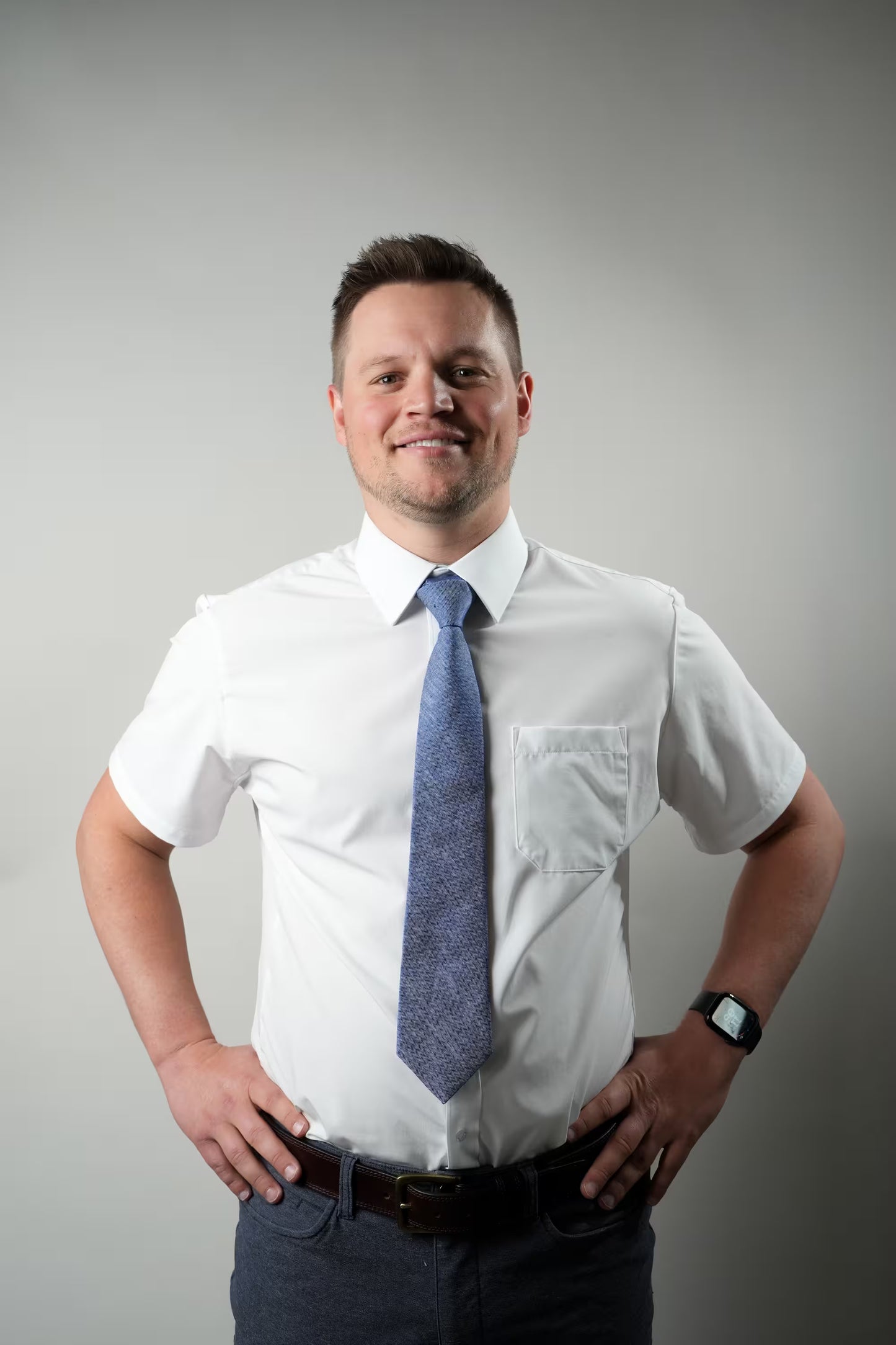 Breathable White Short Sleeve Dress Shirt